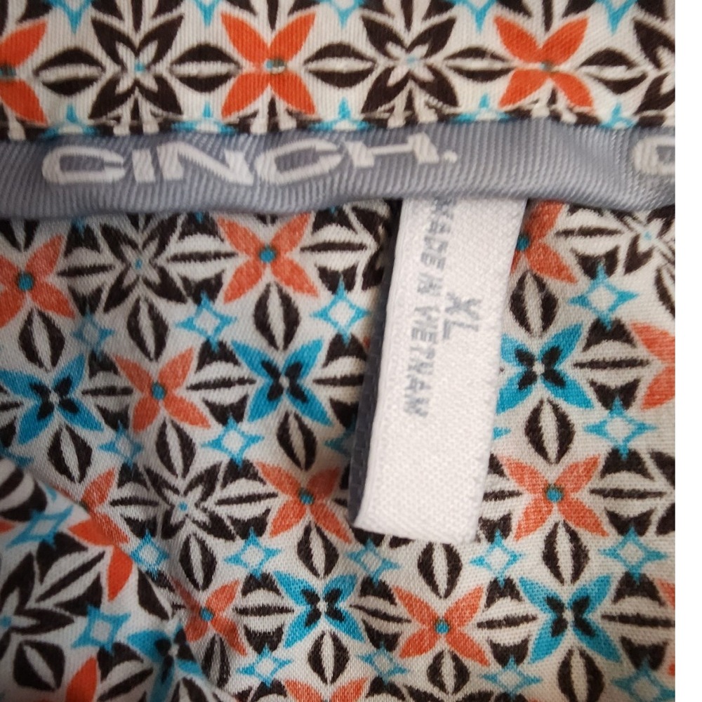Cinch Womens XL Western Shirt Orange Blue Geometric‎ Print Long Sleeve - Picture 6 of 9